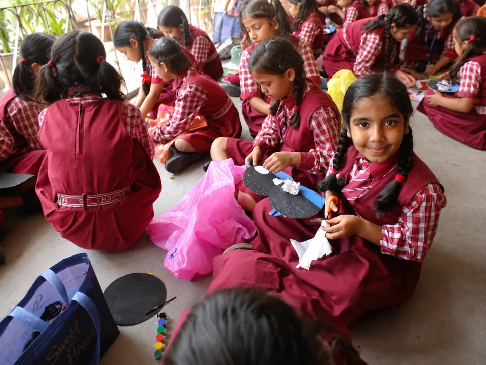 Students of St. Thomas School during the morning assembly