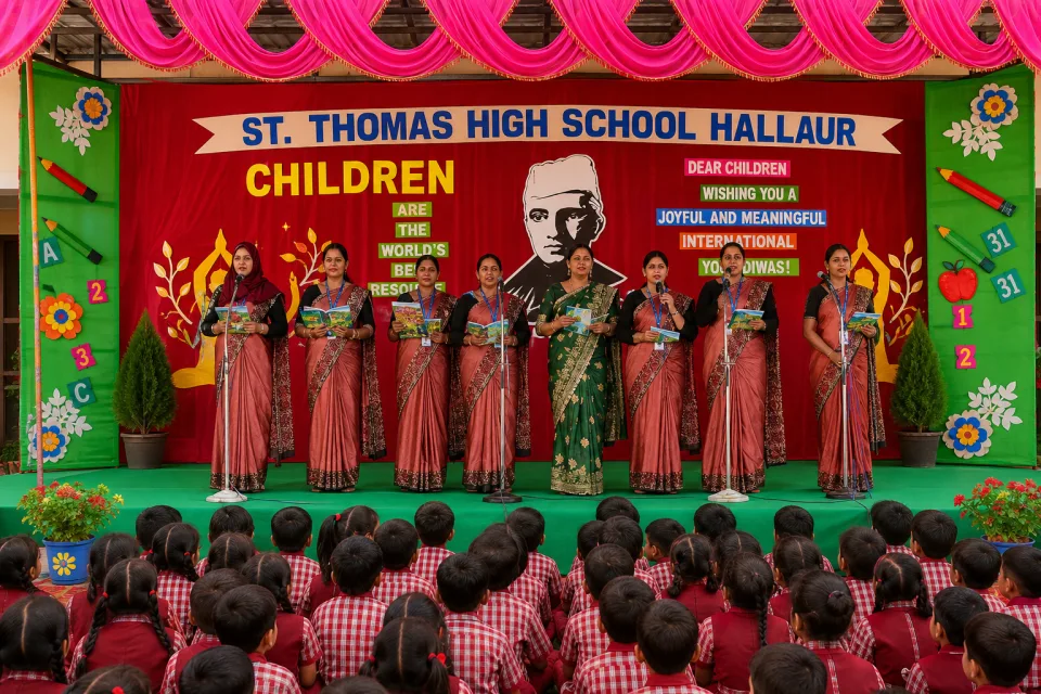 The school gathered for morning assembly